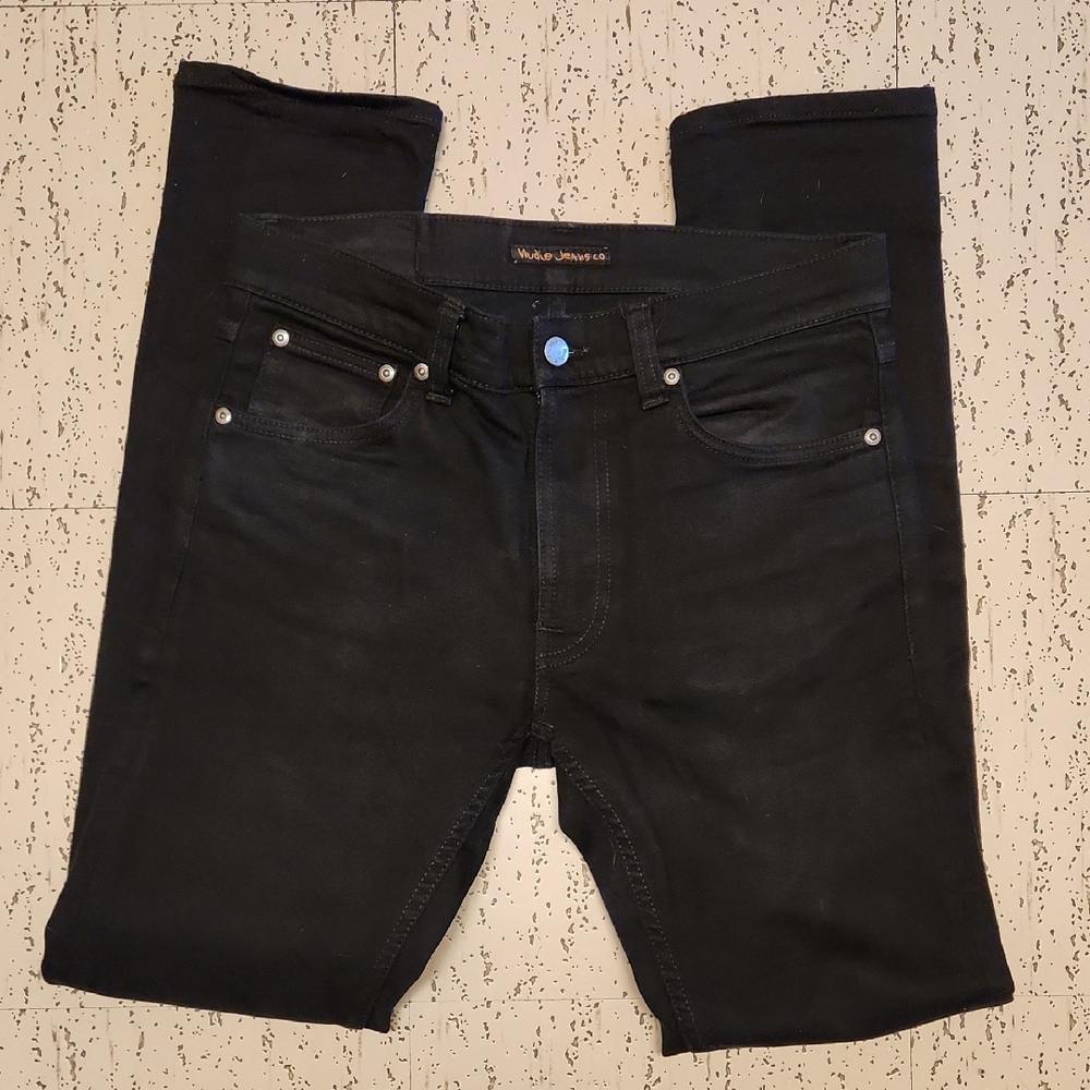 Nudie Jeans Lean Dean Dry Everblack Slim Fit Tapered Denim Jeans